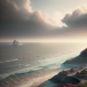 Dreamy Sunset on Seaside Beach