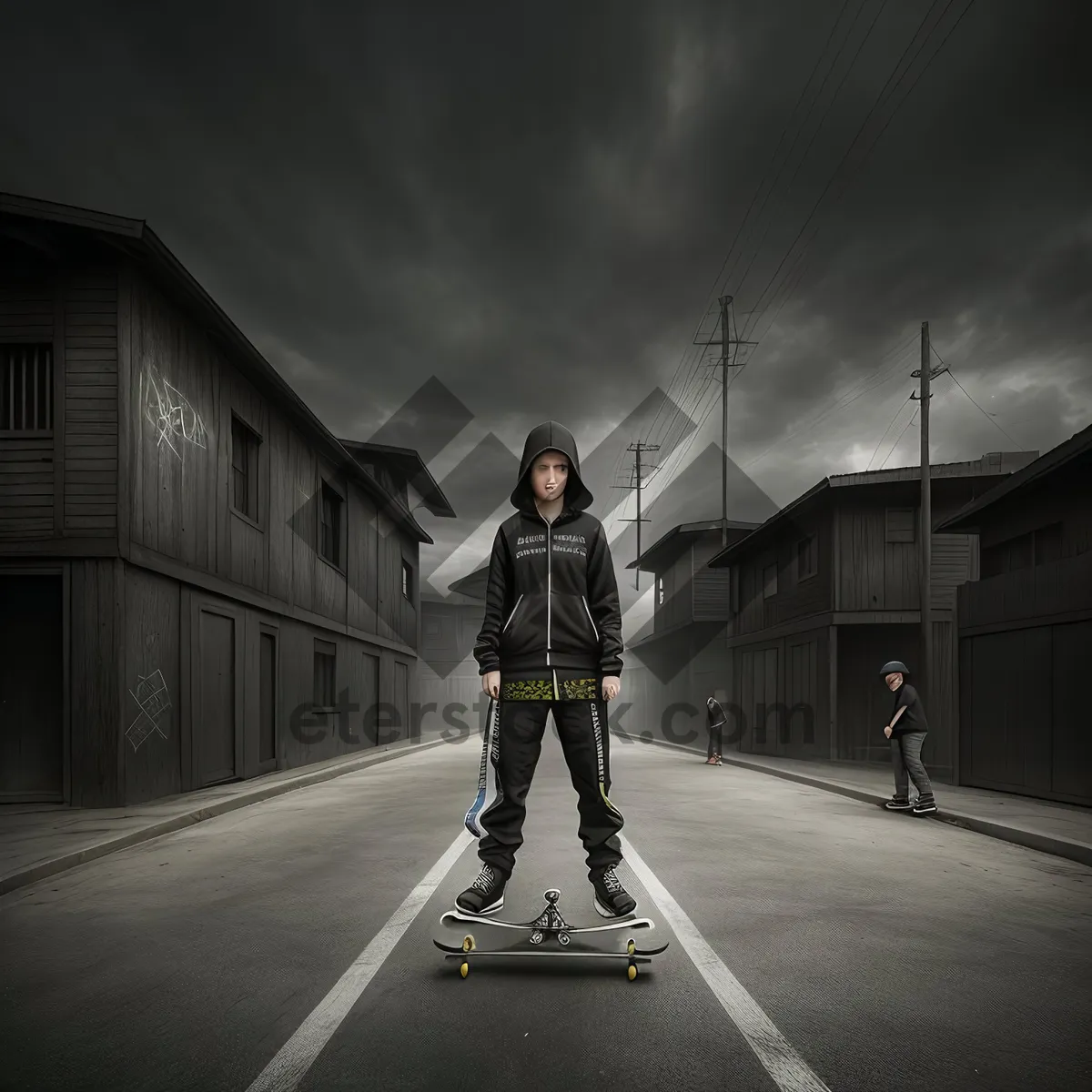 Picture of Active Skateboarding: Man Riding Conveyance