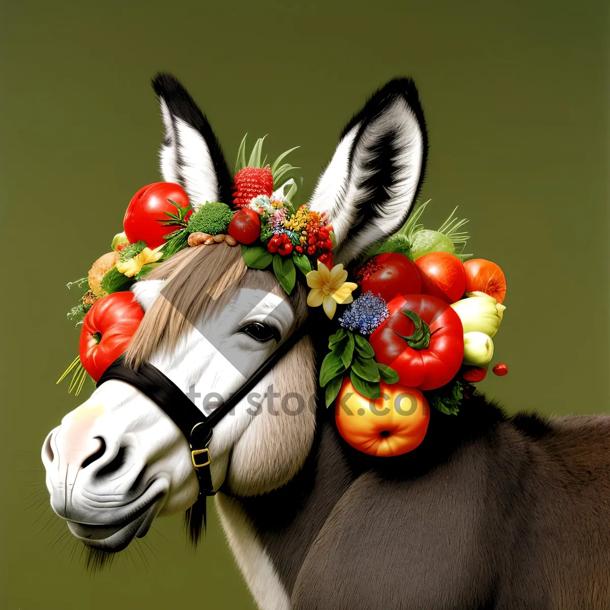 Picture of Festive Berry Branch with Holly Decorations