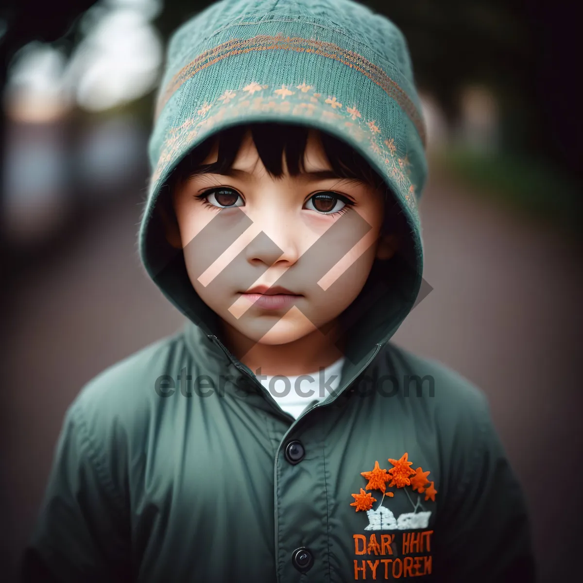 Picture of Happy Child in Cute Sweater and Hat