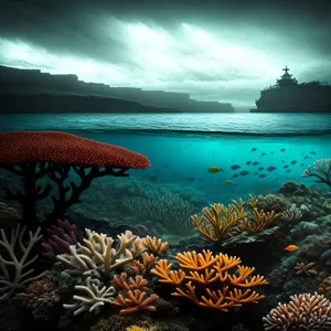 Colorful Coral Reef in Sunlit Ocean