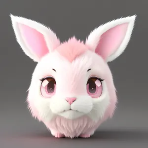 Fluffy White Bunny Portrait in Studio