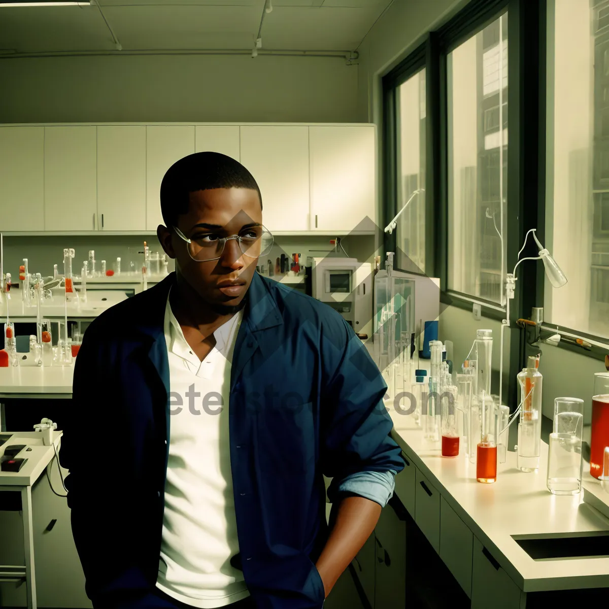 Picture of Smiling Pharmacist in Lab Coat - Professional Medical Worker