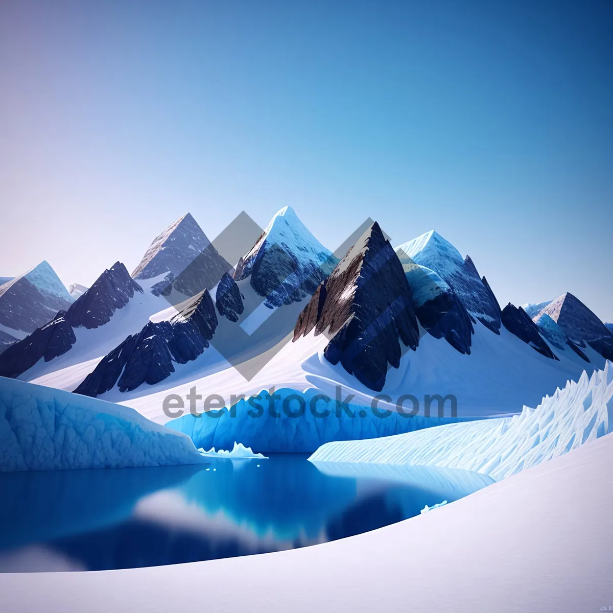 Picture of Majestic Snowy Glacier Peak in Winter Wonderland