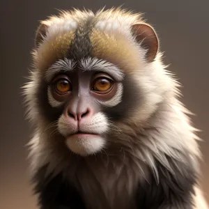 Furry Wildlife Portrait: Cute Primate with Big Eyes