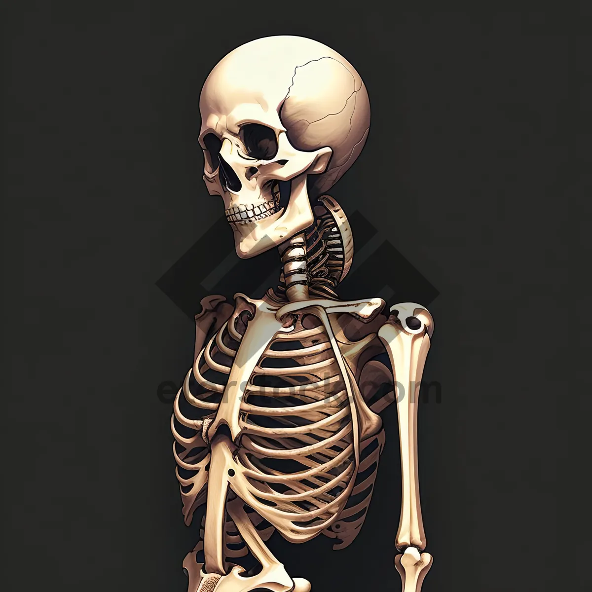 Picture of Spooky Skeleton Bust Sculpture: Frightening Anatomical Art