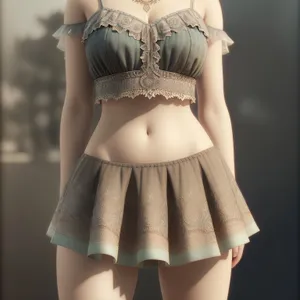 Seductive lingerie model flaunting attractive miniskirt fashion.