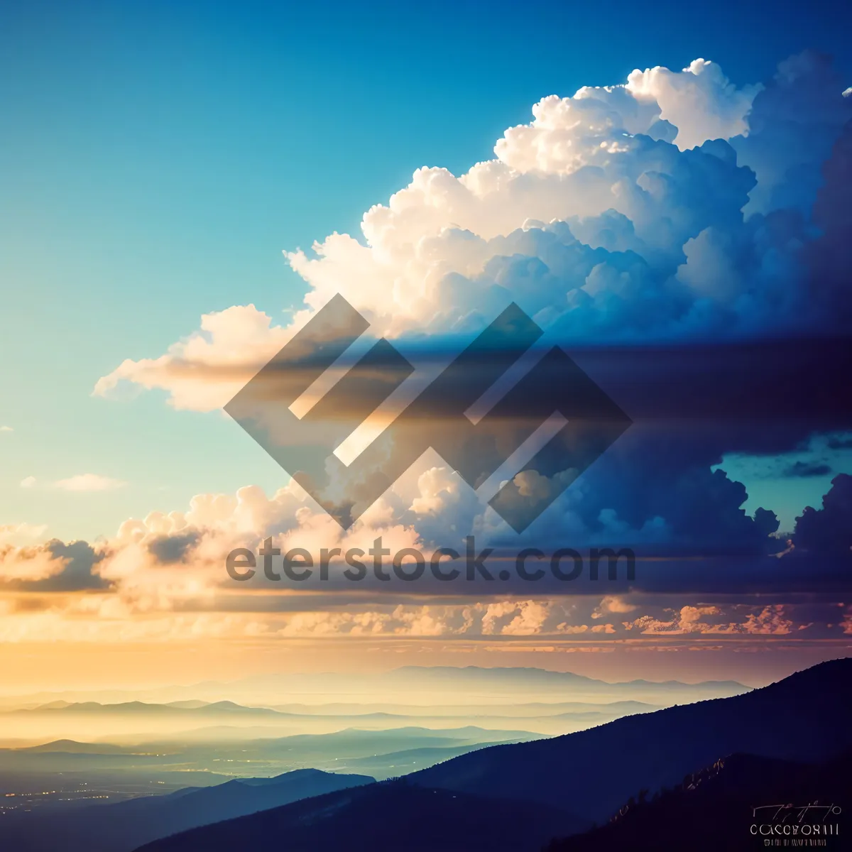Picture of Summer Sky with Bright Clouds and Sunlight