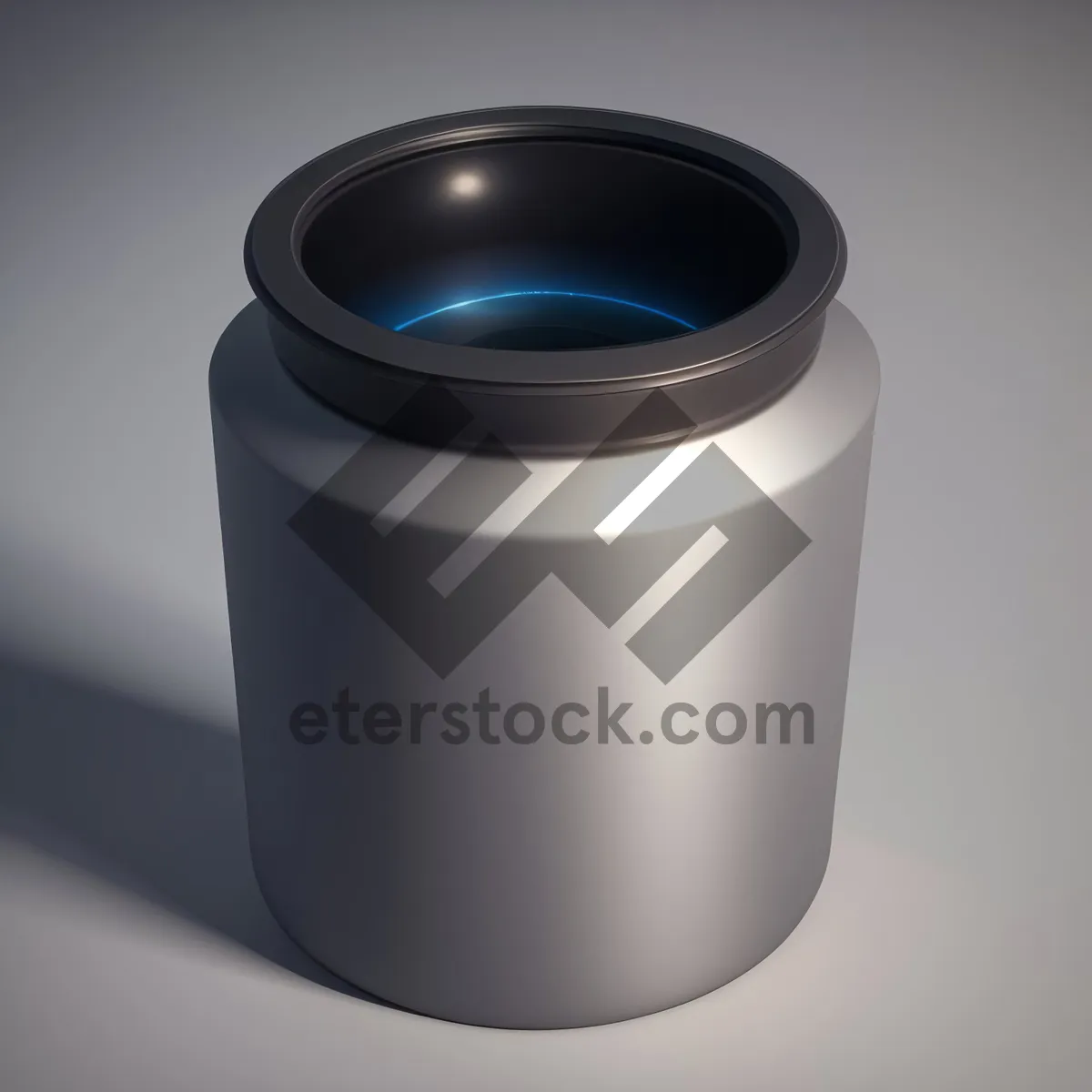 Picture of Container with Empty Metal Coffee Can and Handheld Microscope Examining Liquid Drink