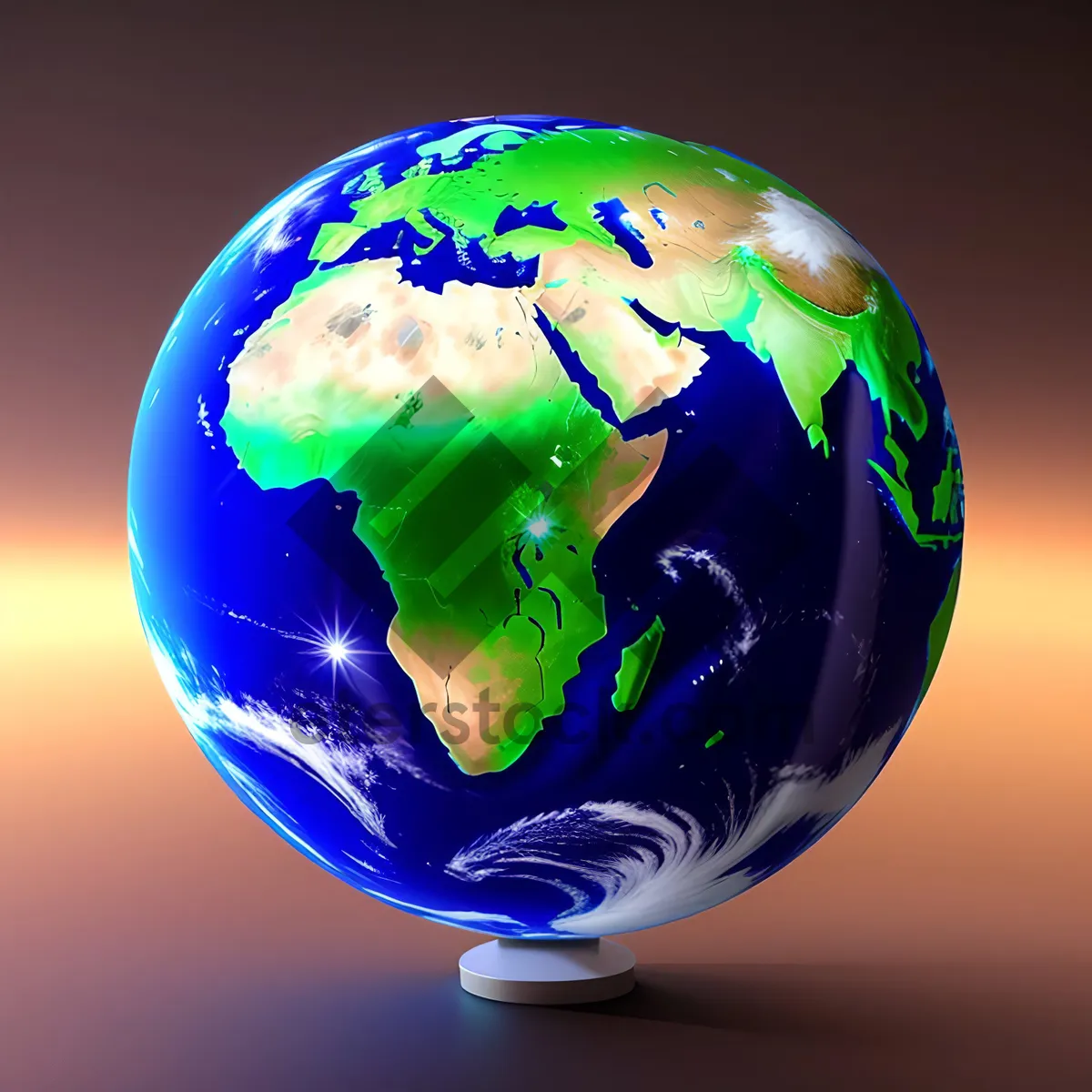 Picture of Global View: 3D Earth Sphere with Continents