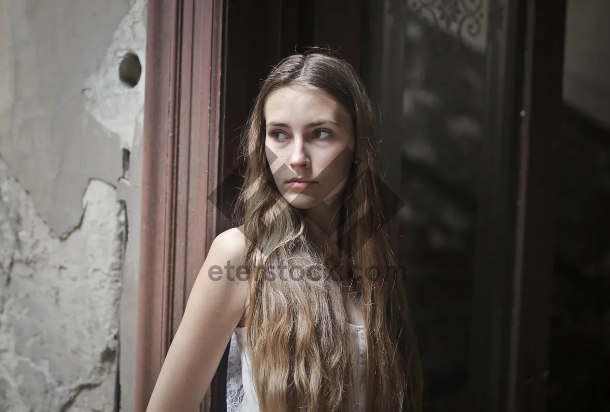 Picture of Fashion model with attractive black hair and makeup