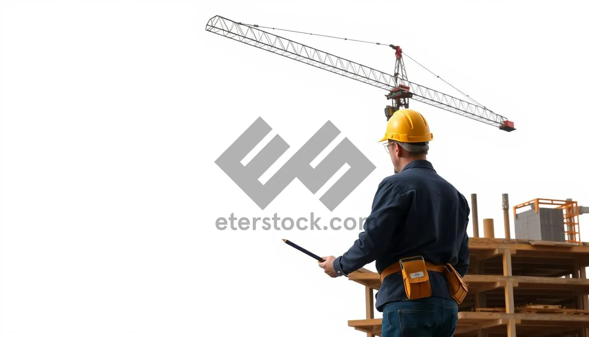 Picture of Construction worker wearing hardhat at industrial building site.