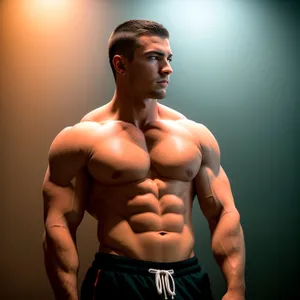 Masculine Power: Muscular Black Male Bodybuilder Posing