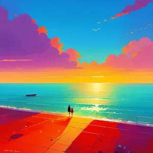 Golden Horizon: Captivating Sunset on a Tranquil Beach