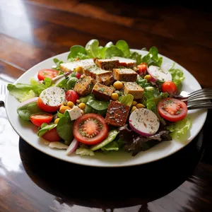 Healthy Vegetable Salad with Cheese and Grilled Chicken