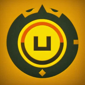 Yellow 3D Circle Button Icon Sign