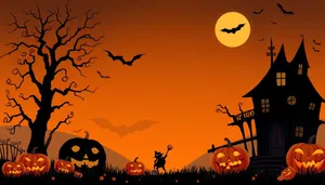 Dark Halloween Night Silhouette Art with Spooky Moon