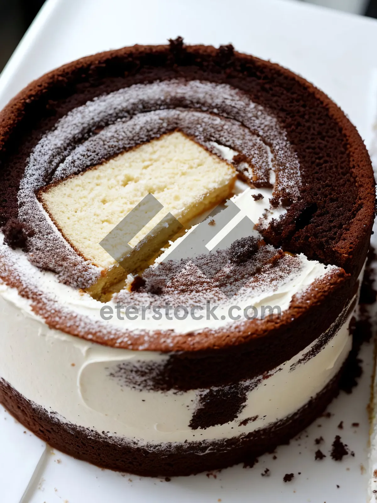 Picture of Delicious Chocolate Cake with Cream and Coffee