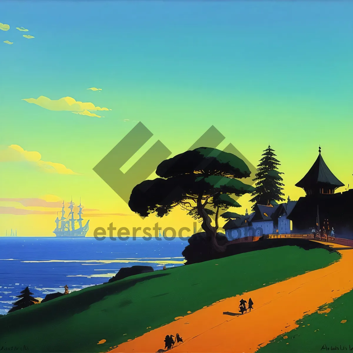Picture of Idyllic Coastal Retreat: Serene Beachscape in Summer