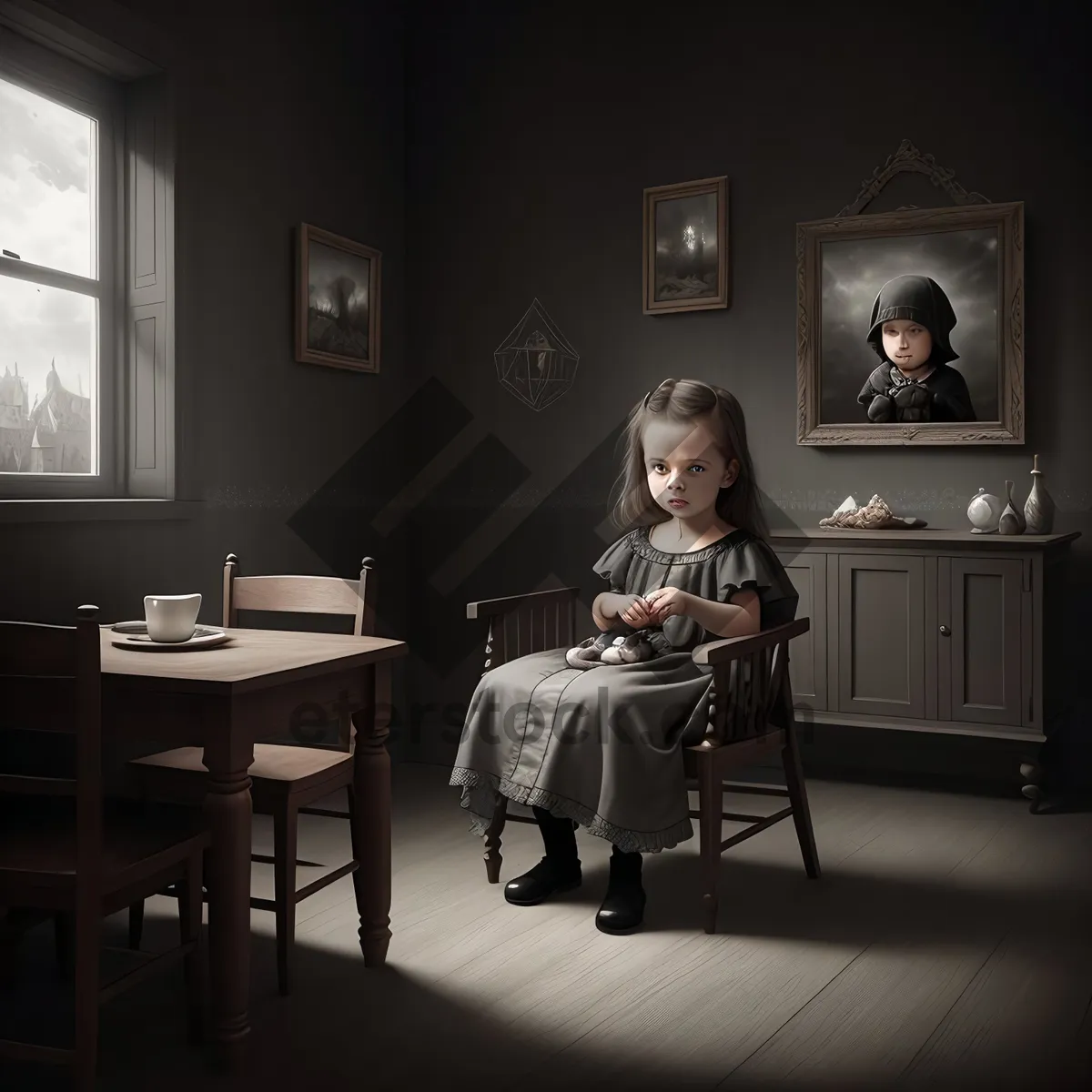 Picture of Modern Home Classroom: Stylish Interior with Furniture