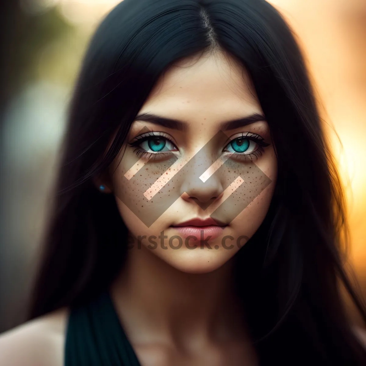 Picture of Happy Brunette Smiling with Beautiful Eyes