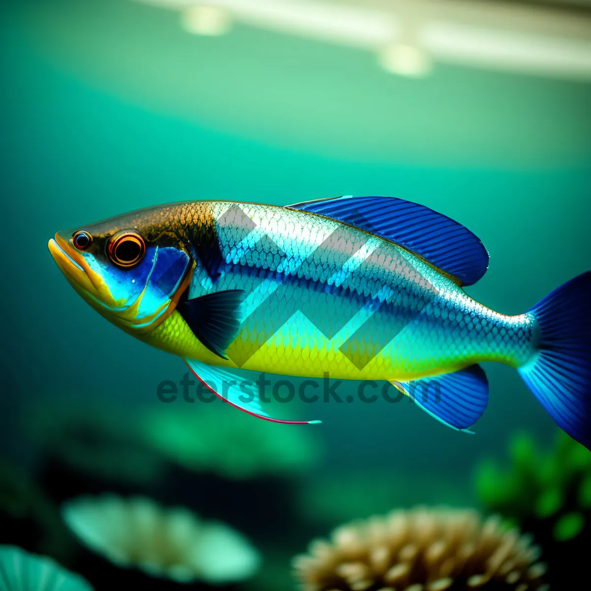 Picture of Tropical Reef Snapper - Colorful Exotic Fish in Aquarium