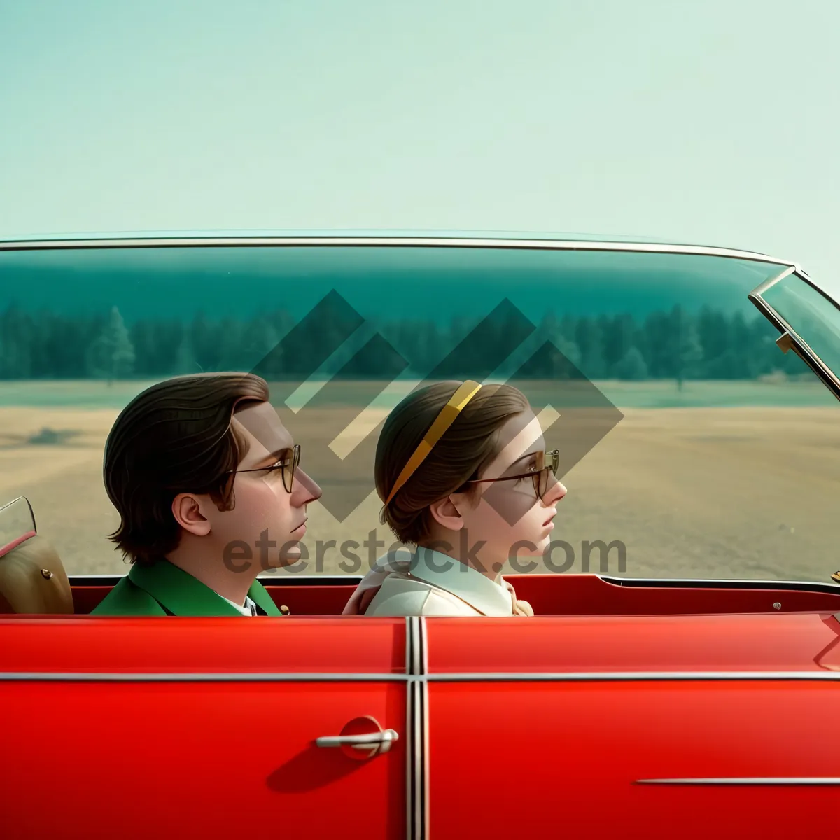 Picture of Happy man driving convertible car with a smile