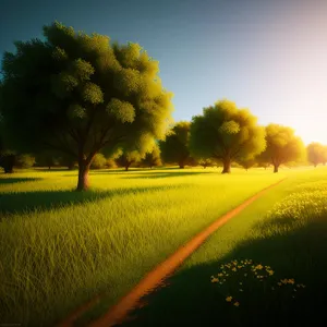Vibrant Rural Landscape under a Clear Summer Sky