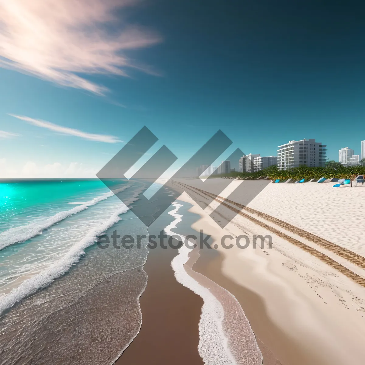 Picture of Idyllic Tropical Beach Sunset Overlooking Azure Seascape