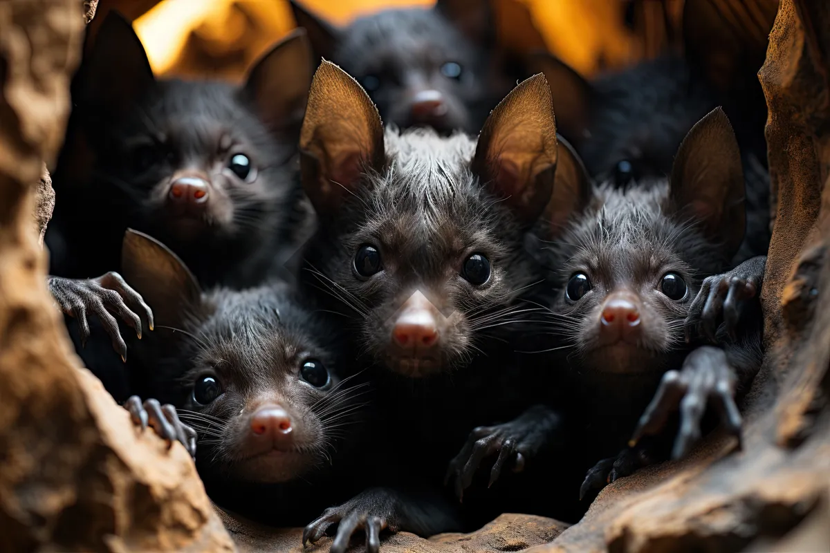 Picture of Cute little black kitten with big eyes