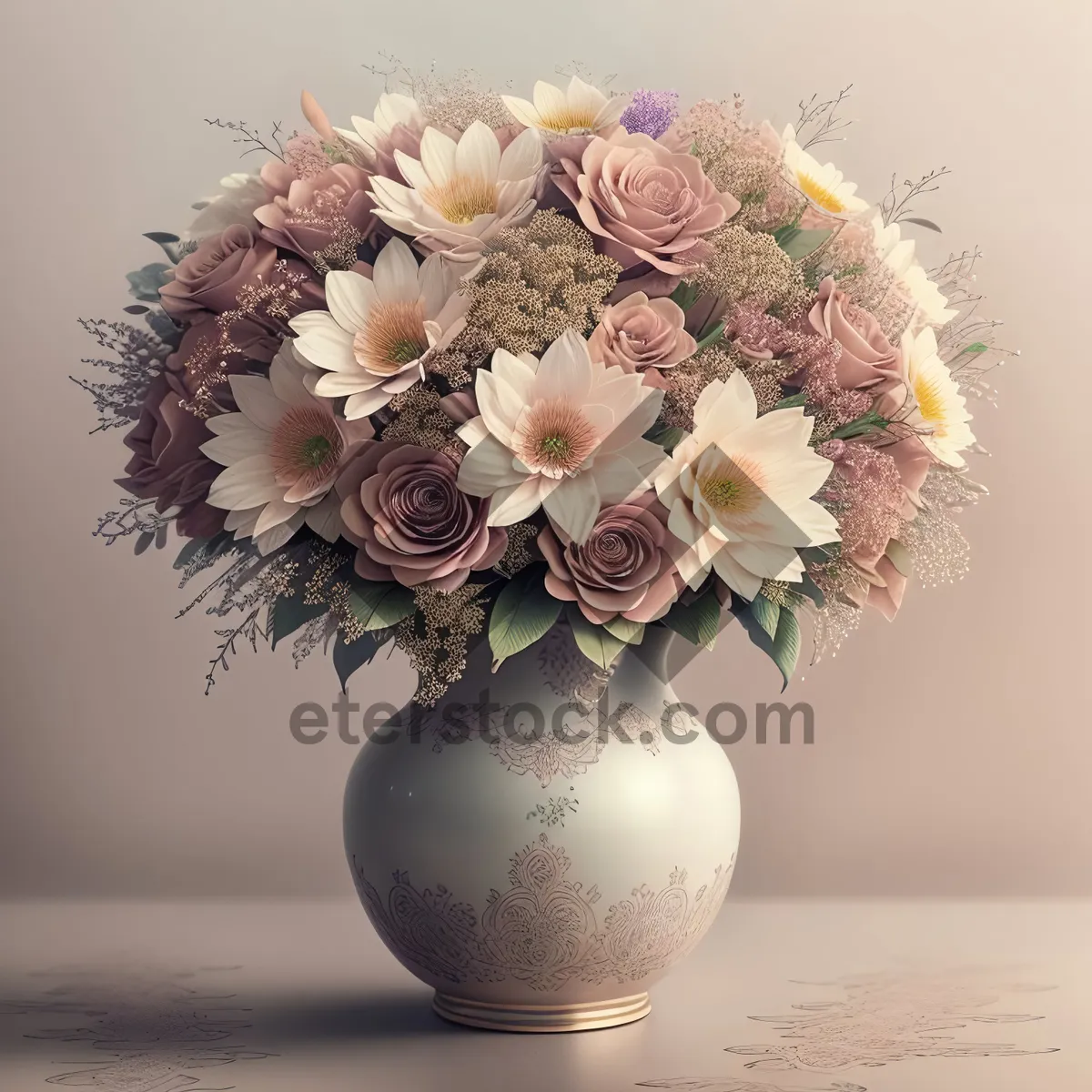 Picture of Floral Winter Vase Decoration with Festive Baubles