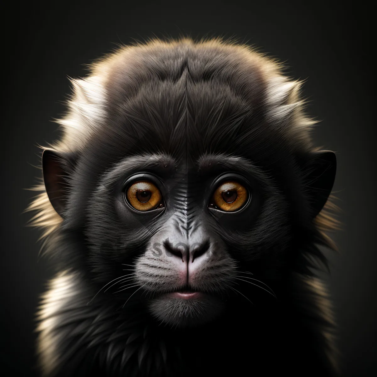 Picture of Furry Baby Primate with Cute Cat-Like Face