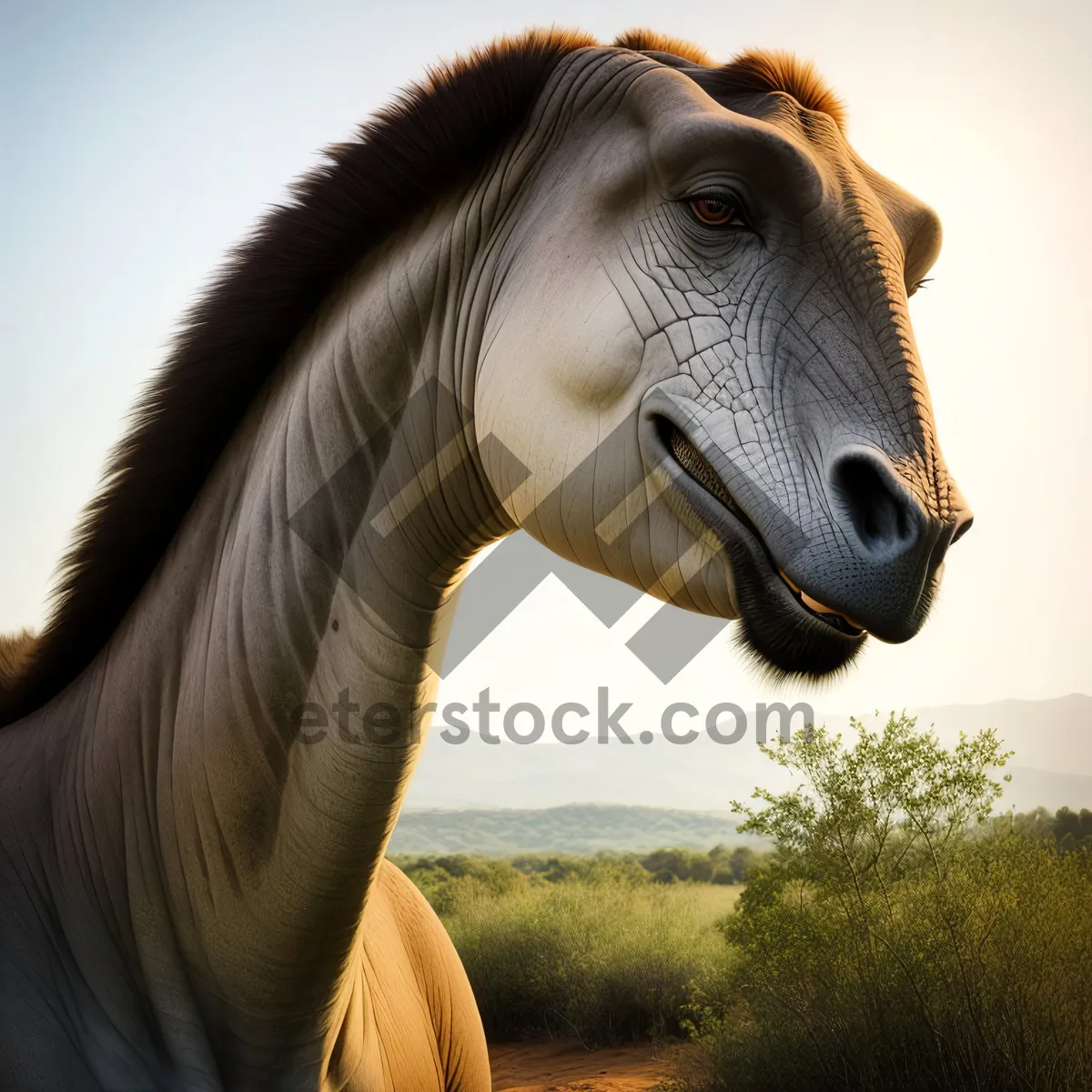 Picture of Stallion grazing in rural field