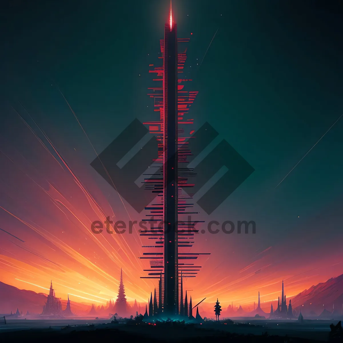 Picture of Skyline Power Towers at Sunset