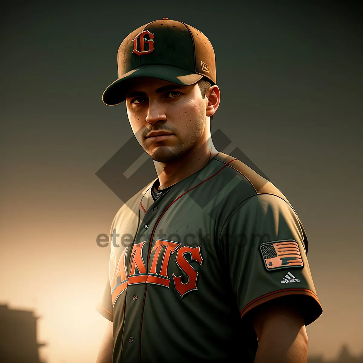 Picture of Happy Male Athlete with Hat - Portrait of a Sporty Ballplayer