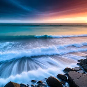Tropical Sunset Reflection on Beach