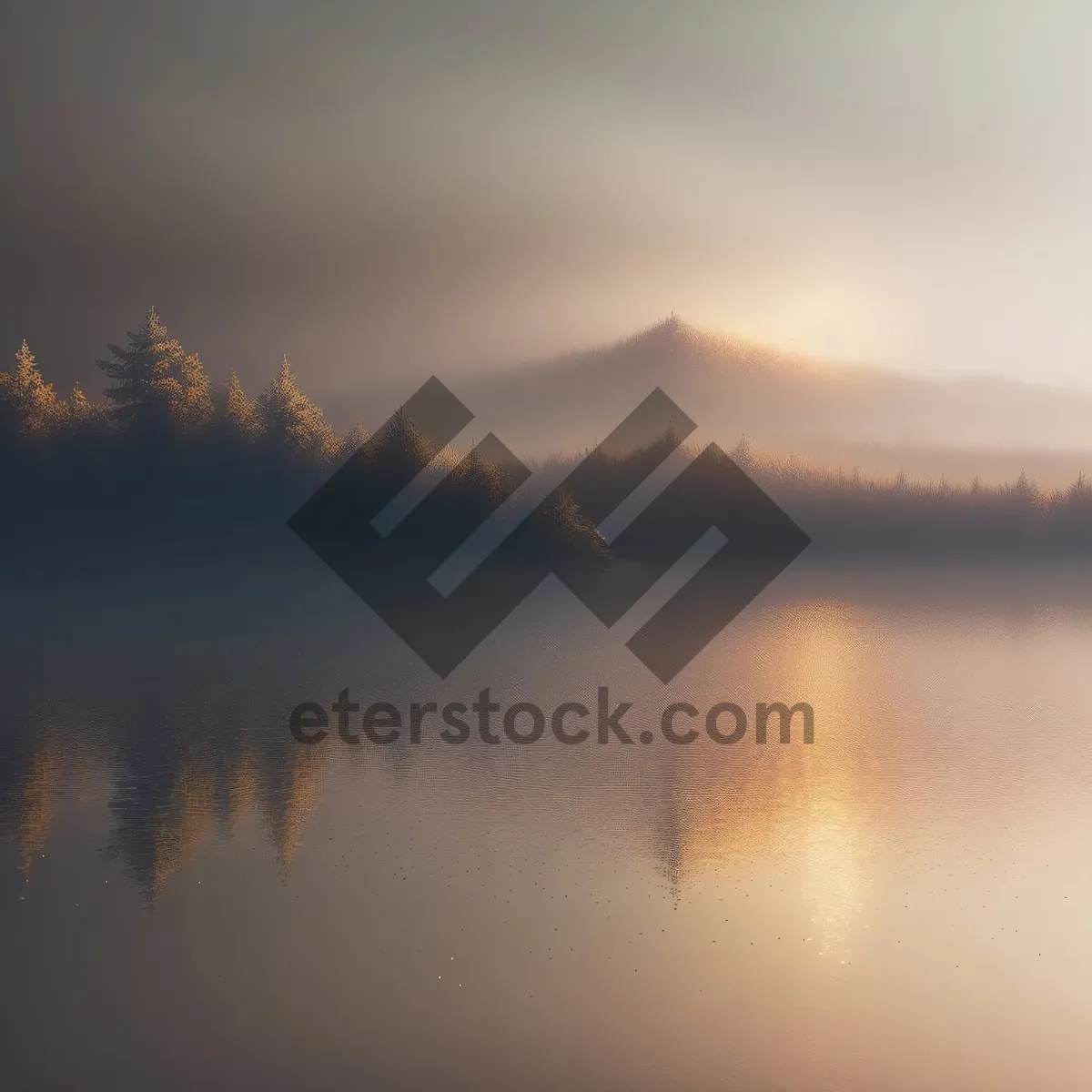 Picture of Vibrant Sunset Reflection on Calm Lake.