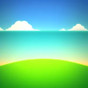 Serene Summer Sky Amidst Lush Green Landscape