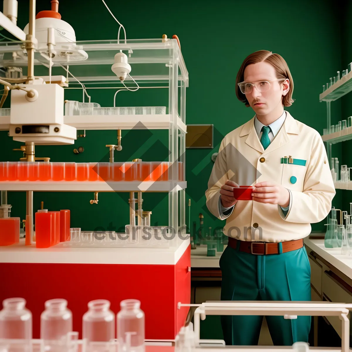 Picture of Medical Professional Donning Lab Coat and Stethoscope