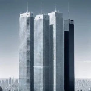 Futuristic Corporate Tower in Modern Cityscape.