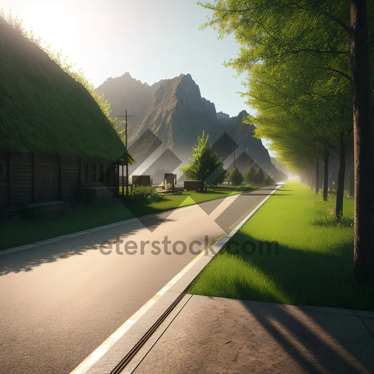 Picture of Scenic Mountain Drive through Cloud-Filled Countryside