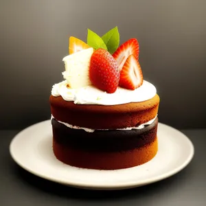 Healthy Fruit Plate with Fresh Strawberries and Cake