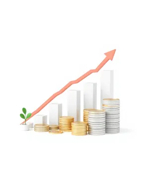 Financial growth chart icon for business market analysis