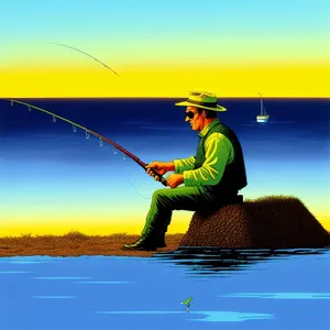 Sunset Beach Silhouette: Man Enjoying Outdoor Sport