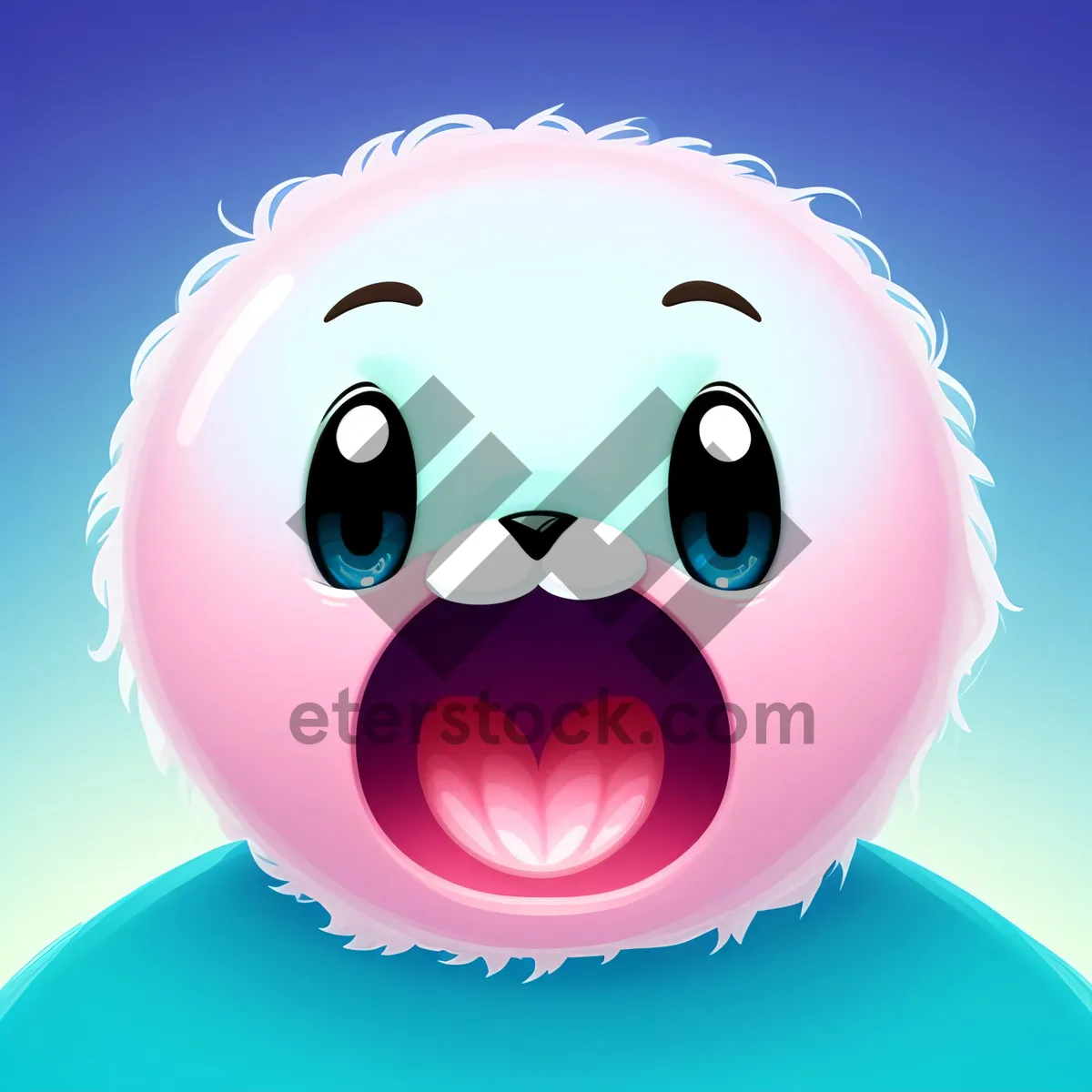 Picture of Cute Smiling Pig Cartoon - Funny Microorganism Virus Drawing