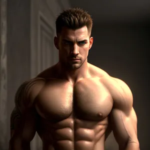 Strong and Sexy Male Athlete Flexing Muscles