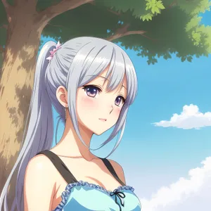 Seductive Cartoon Model with Charmed Hair