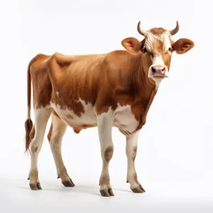 Brown cattle standing in rural meadow