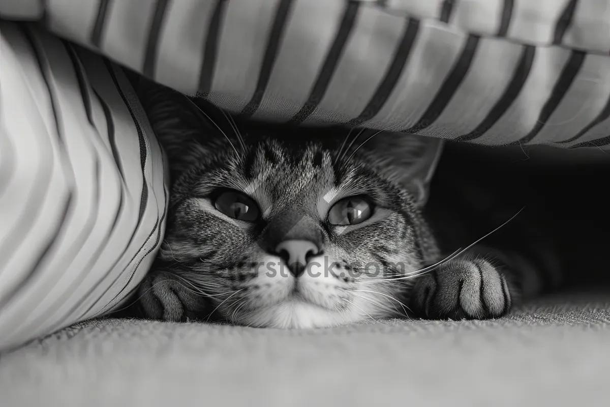 Picture of Curious tabby kitten with fluffy fur and whiskers