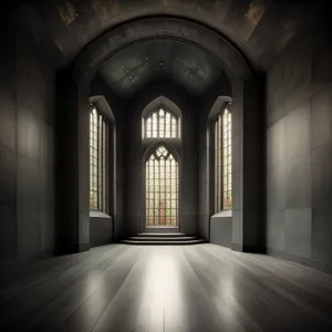 Medieval Cathedral Interior with Gothic Architecture